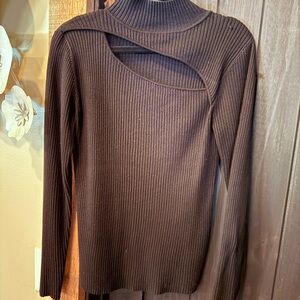 Catherine Malandrino Black Ribbed Turtleneck Sweater